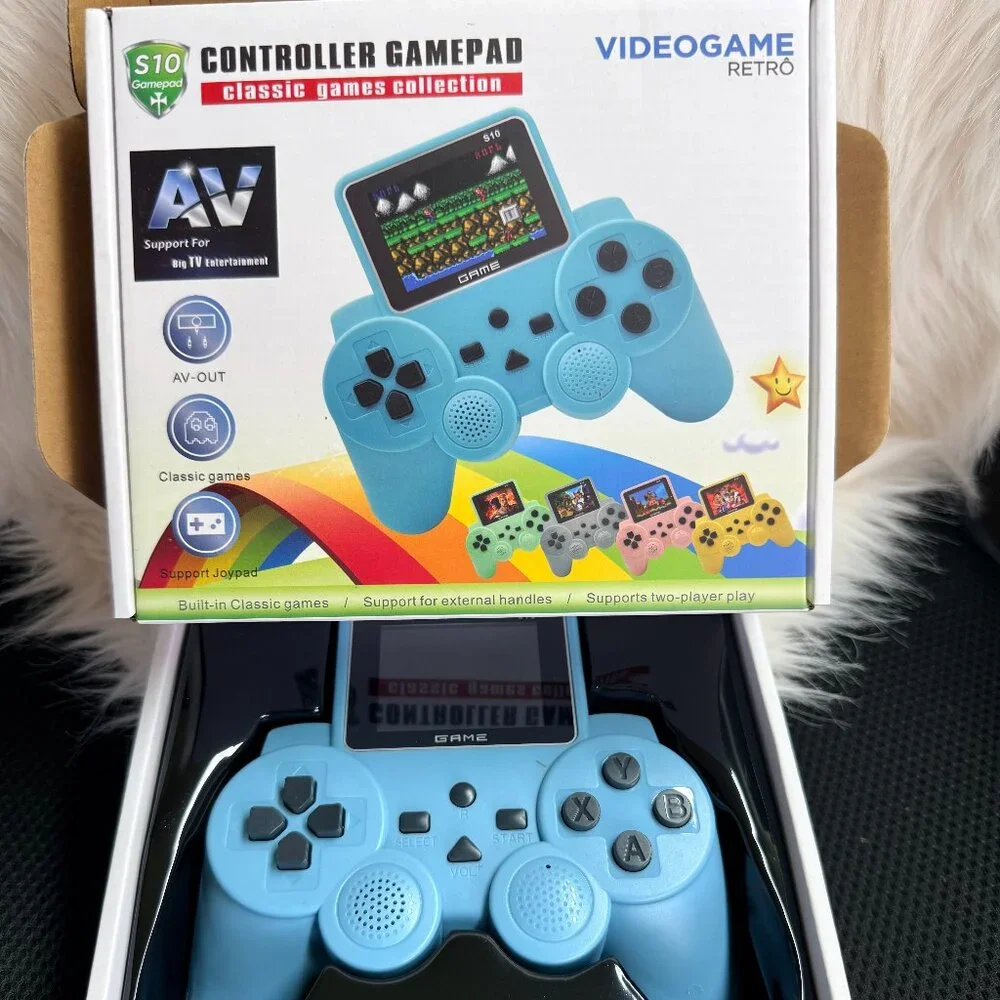 S10 Mini Remote Control Handles Handheld Console 520 Games Blue